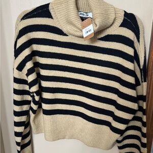 Double Zero Black and Tan Cowl Neck Sweater